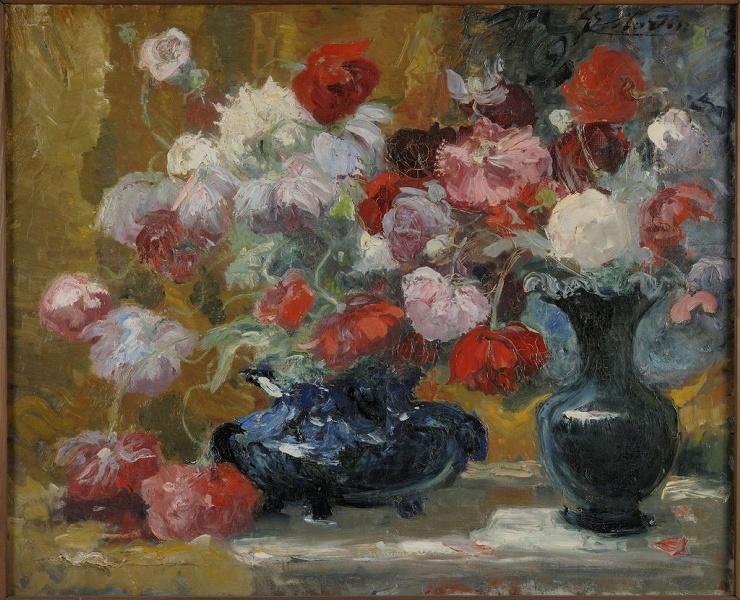 Bouquets de fleurs aux vases (les pavots) ; Les Pavots