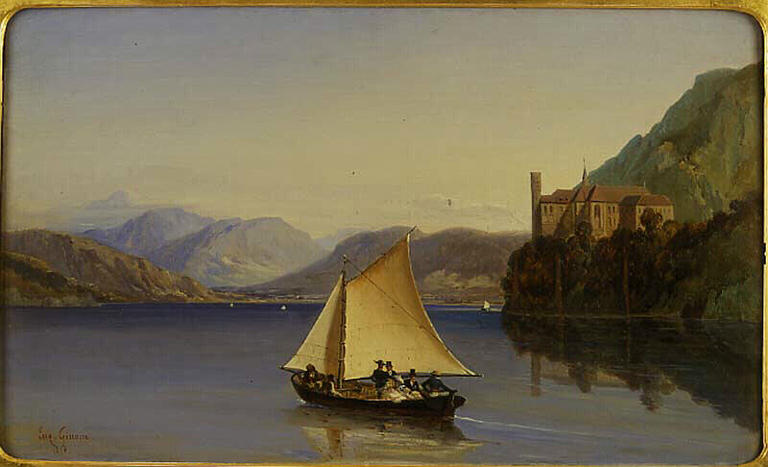 Vue du Lac du Bourget et de l'Abbaye de Hautecombe