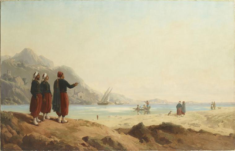 Vue de Sestri aux environs de Gênes ; Zouaves ayant débarqué à Gênes (autre titre)