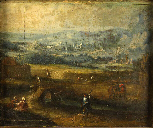 Paysage avec moissonneurs