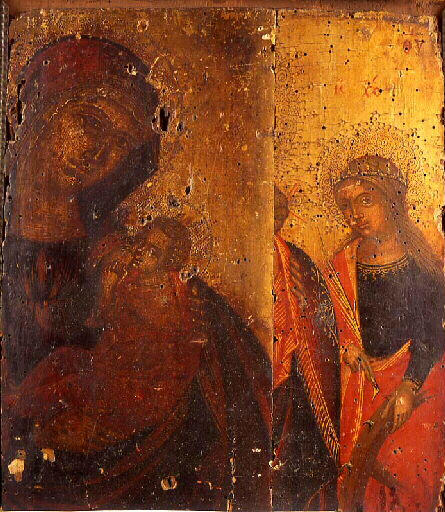 Deux panneaux : Vierge à l'Enfant, Sainte Catherine
