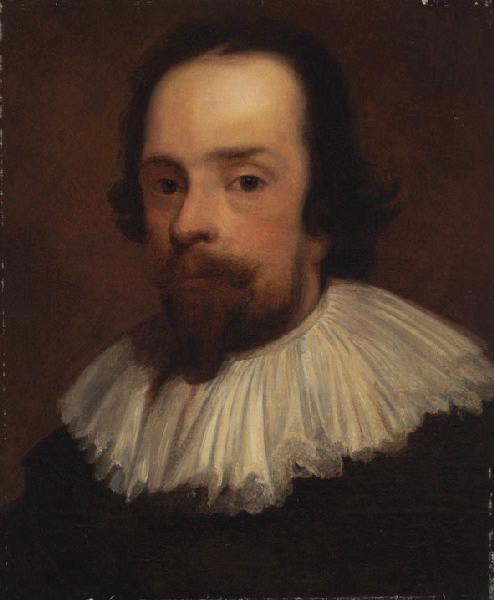 Copie d'après atelier de Van Dick, Portrait de Van Opstal (titre factice) ; Ancien titre : L'Homme à la fraise