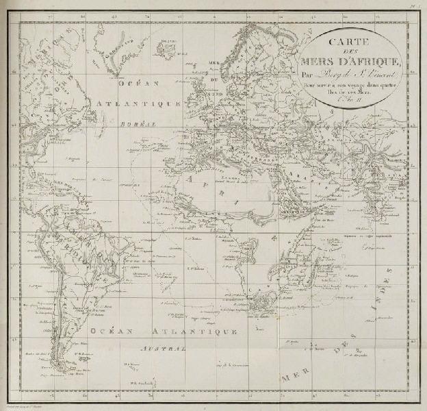 Voyage dans les quatre principales îles des mers d'Afrique, fait par ordre du gouvernement, pendant les années neuf et dix de la république (1801 et 1802), avec l'Histoire de la traversée du capitaine Baudin jusqu'au Port-Louis de l'île Maurice : collection de planches