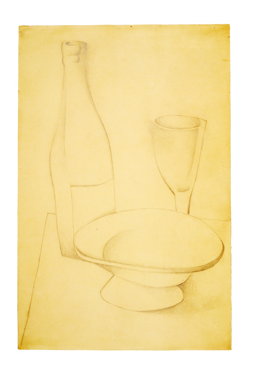 Bouteille, verre, compotier