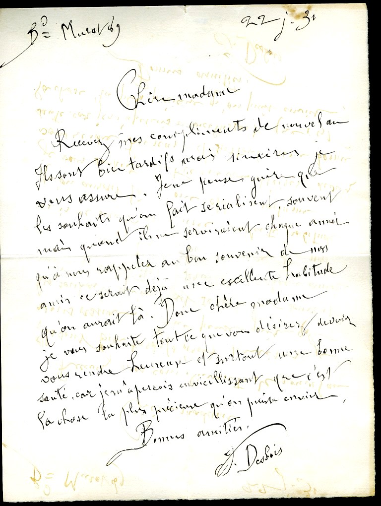 Lettre de Jules Desbois à Rachel Ronfleux
