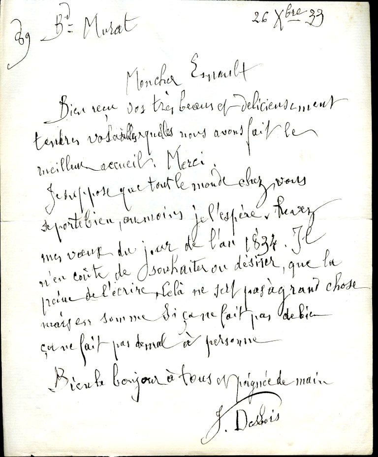 Lettre de Jules Desbois