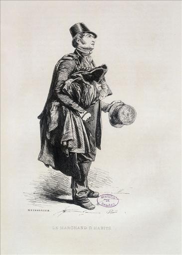 Le marchand d'habits, Les Français peints par eux-mêmes, encyclopédie morale du XIXème siècle, volume 4, L. Curmer éditeur, illustration hors texte, entre les pages 248 et 249