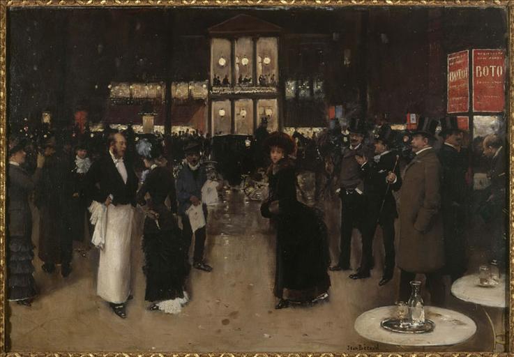 Le boulevard Montmartre, la nuit, devant le théâtre des Variétés (2ème arrondissement, Paris)