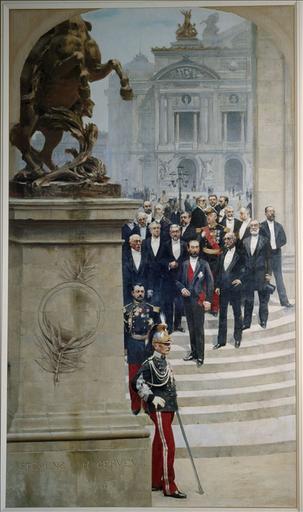 Le Président Sadi Carnot entouré de personnalités de la IIIème République, devant l'Opéra (9ème arrondissement)
