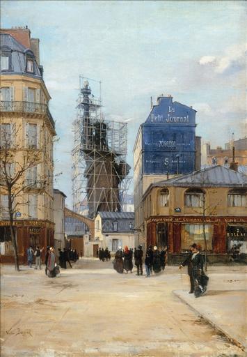 La statue de la Liberté de Bartholdi, dans l'atelier du fondeur Gayet, rue de Chazelles (actuel 17ème arrondissement)