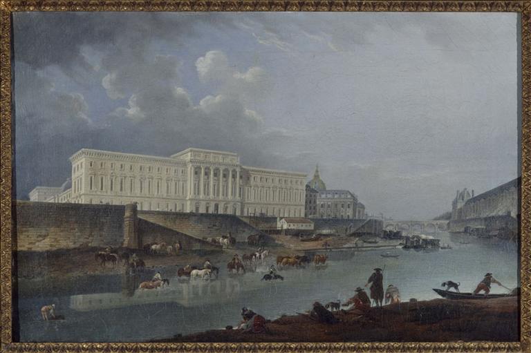 L'Hôtel de la Monnaie, le quai de Conti et la Seine, vus de la pointe de la Cité (aujourd'hui le square du Vert galant), (actuel 1er arrondissement, Paris)