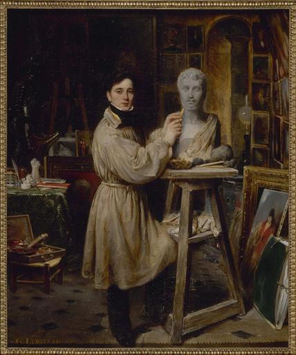Jean-Pierre Dantan (1800-1869), dans son atelier, modelant le buste de Lépaulle.