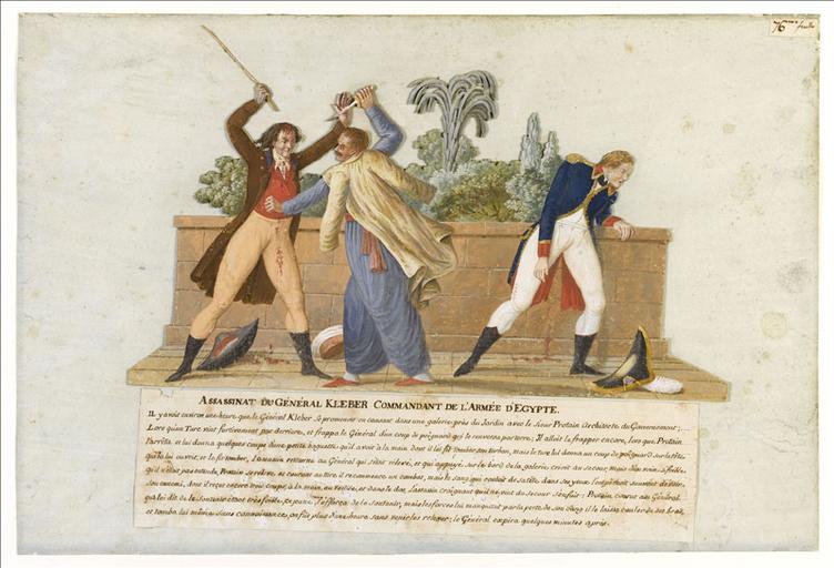 Assassinat du général kléber commandant de l'armée d'Egypte, le 14 juin 1800. (titre factice) ; Assassinat du Général kleber Commandant de l'Armée d'Egypte. (titre inscrit)