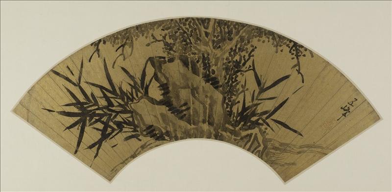 Bambous, arbre et rocher