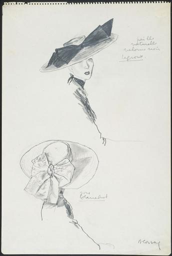 Capeline de Legroux paille naturelle / velours noir. - Capeline de Blanchot