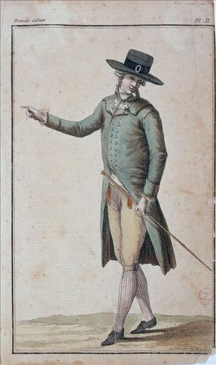 Cabinet des Modes, 15 novembre 1785, planche 2 du 1er cahier : Chapeau en jacquet