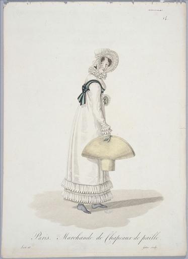 Ouvrières de Paris : marchande chapeaux de paille (planche 14, vers 1823, Paris)