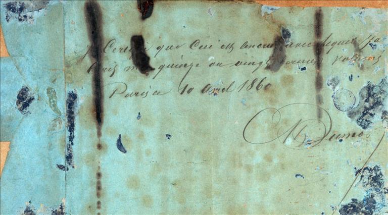 Autographe de la table aux encriers, avril 1860