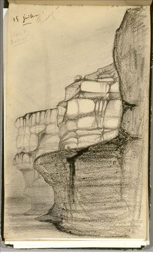 Carnet de voyage 16 juin-19 juillet 1836 : falaise de Bois-Rosé, Fécamp (folio 30)