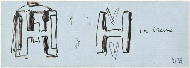 Carnet de dessins, pour la plupart, de projets pour la décoration de Hauteville House : Projet pour la cheminée de la salle à manger (folio.35)
