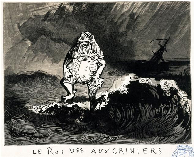 Album de gravures d'après les dessins de Victor Hugo pour Les Travailleurs de la mer : le roi des Auxcriniers (planche 3) - 1882