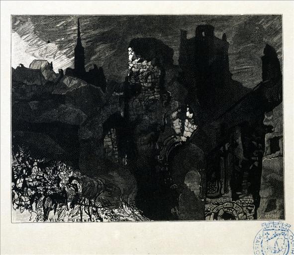 Album de gravures d'après les dessins de Victor Hugo pour les Travailleurs de la mer : Guernesey, ruines de la tour (planche 11) - 1882