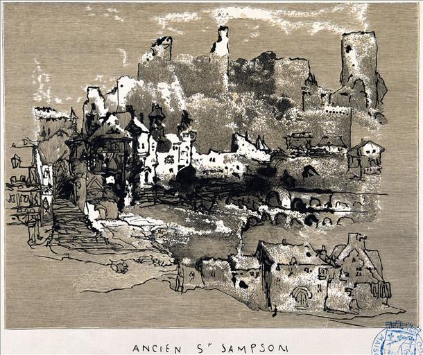 Album de gravures d'après les dessins de Victor Hugo pour Les Travailleurs de la mer : Guernesey,  ancien Saint-Sampson (planche 15) - 1882