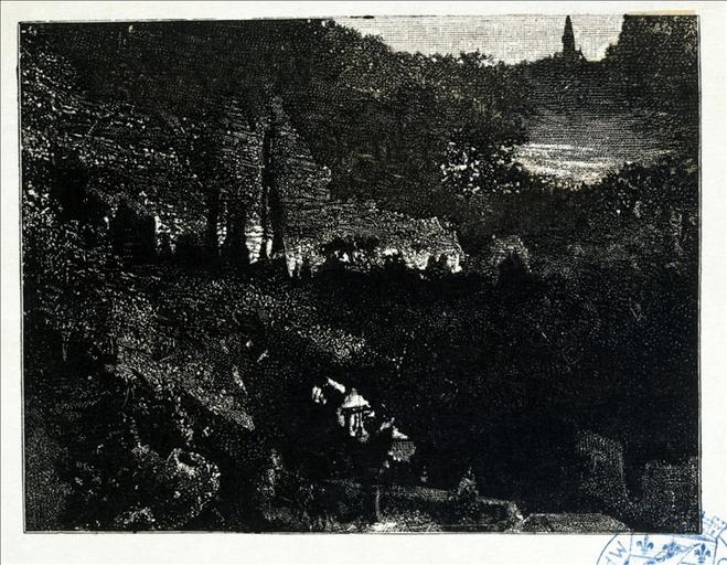 Album de gravures d'après les dessins de Victor Hugo pour les Travailleurs de la mer : Le clocher (planche 18) - 1882