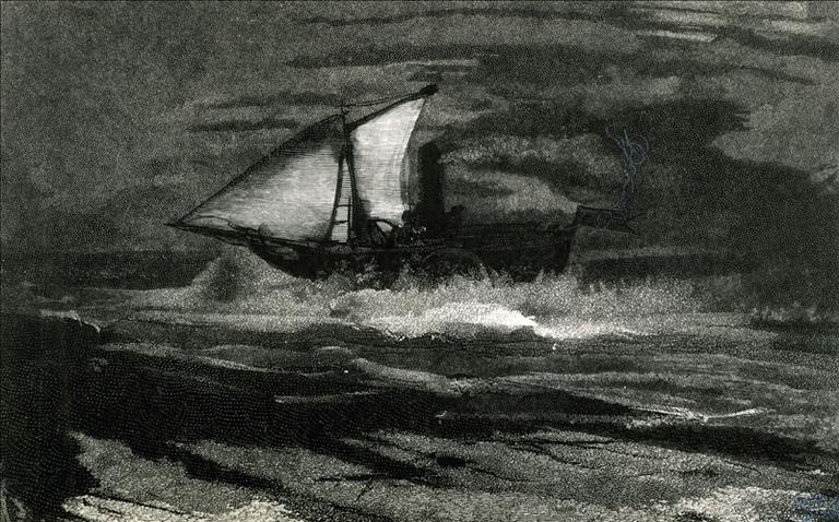 Album de gravures d'après les dessins de Victor Hugo pour Les Travailleurs de la mer : la Durande (planche 27) - 1882