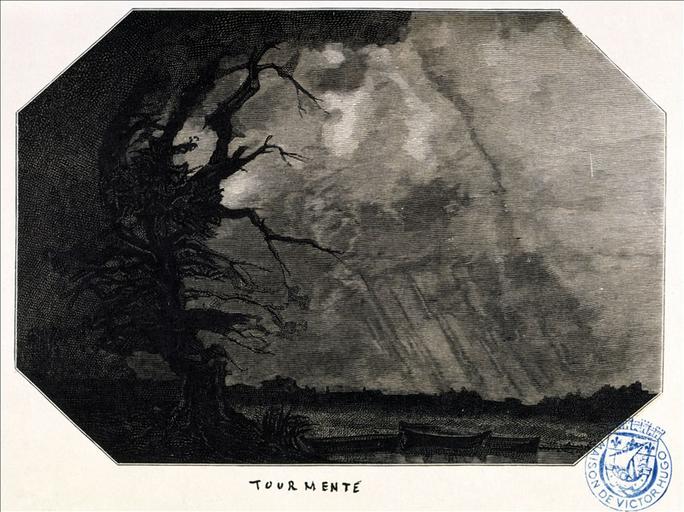 Album de gravures d'après les dessins de Victor Hugo pour Les Travailleurs de la mer : tourmente. (planche 33) - 1882