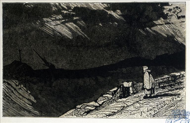 Album de gravures d'après les dessins de Victor Hugo pour les Travailleurs de la mer : Tempête, vue du rivage (planche 36) - 1882