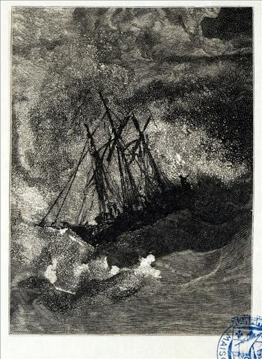 Album de gravures d'après les dessins de Victor Hugo pour les Travailleurs de la mer :Tempête, naufrage (planche 40) - 1882