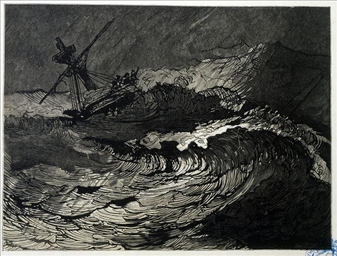 Album de gravures d'après les dessins de Victor Hugo pour les Travailleurs de la mer : Tempête, la dernière lutte (planche 41) - 1882