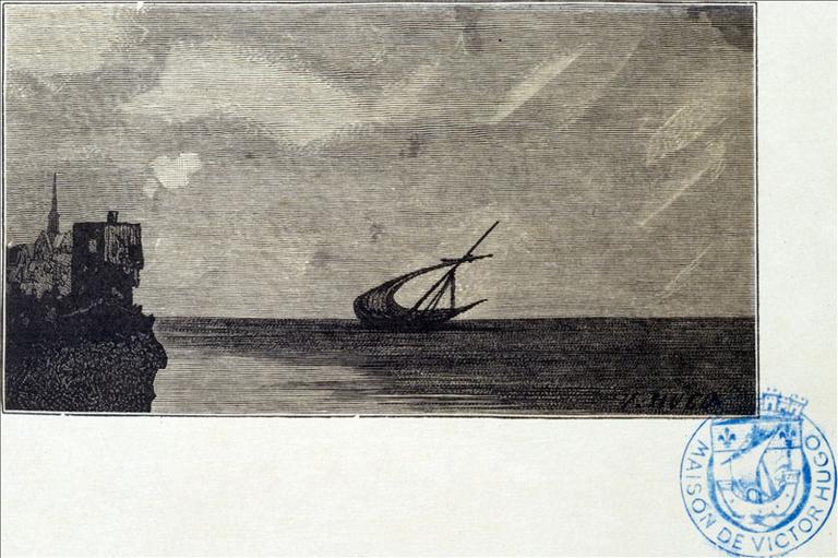 Album de gravures d'après les dessins de Victor Hugo pour les Travailleurs de la mer : marines, crépuscule (planche 53) - 1882