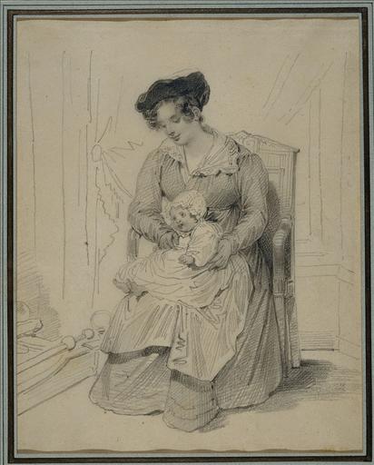 Adèle Hugo tenant Charles sur ses genoux