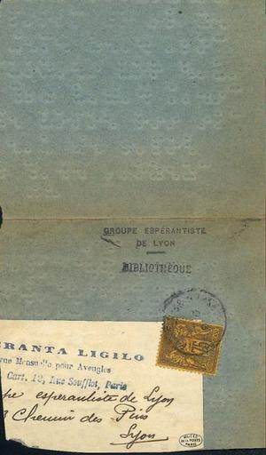 Cécogramme en braille : REVUE MENSUELLE POUR AVEUGLES, Paris, 1890