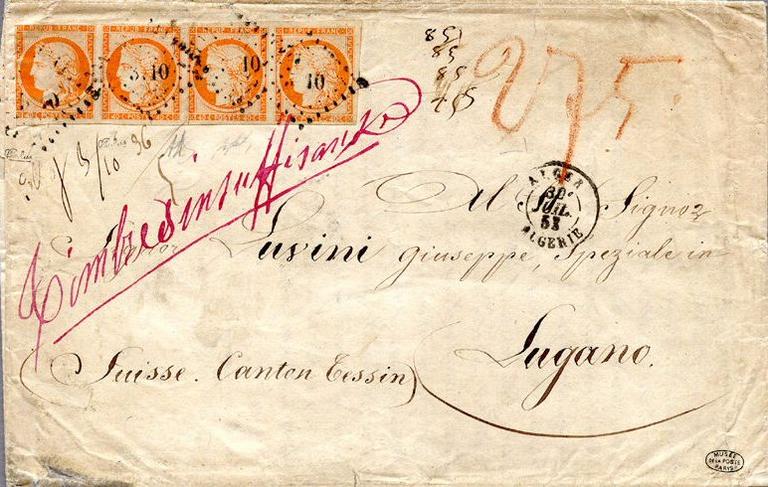 Cérès 40 c, paire du '4 retouchés', Alger