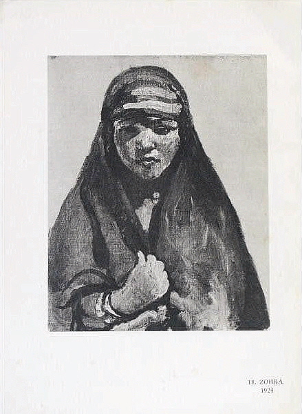 Zohra au voile bleu (Zohra Boumedine, modèle (à partir de 1923) et épouse de Mainssieux (1929-1936).)