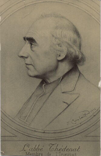 Portrait d'archéologue. Portrait de l'abbé Thédenat (1844-1916) de profil gauche en médaillon
