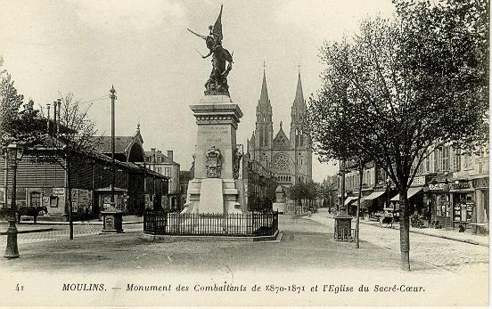 41 MOULINS - MONUMENT DES COMBATTANTS DE 1870-1871 ET L'EGLISE DU SACRE-COEUR