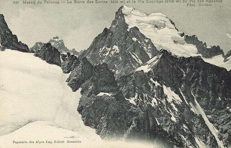 846 MASSIF DU PELVOUX - LA BARRE DES ECRINS (4108 M) ET LE PIC COOLIDGE (3756 M) AU PIC DES AGNEAUX
