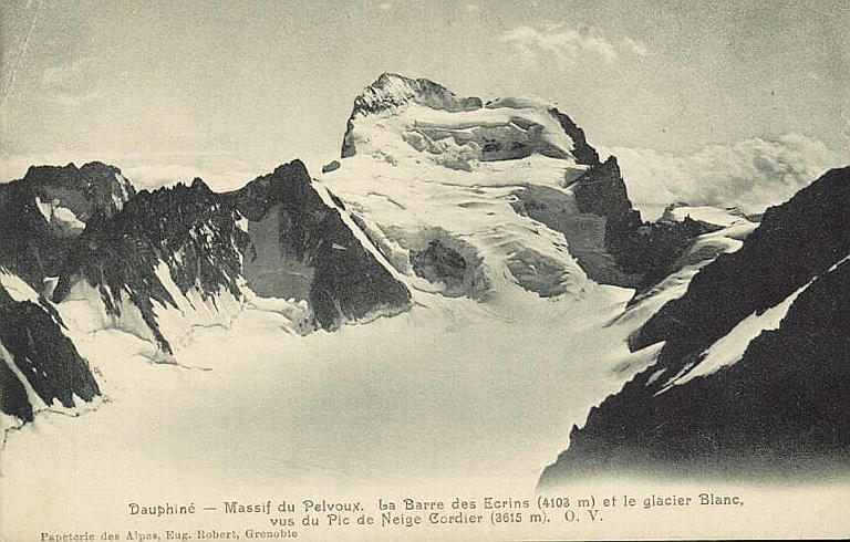 DAUPHINE - MASSIF DU PELVOUX. LA BARRE DES ECRINS (4103 M) ET LE GLACIER BLANC VUS DU PIC DE NEIGE CORDIER (3615 M)