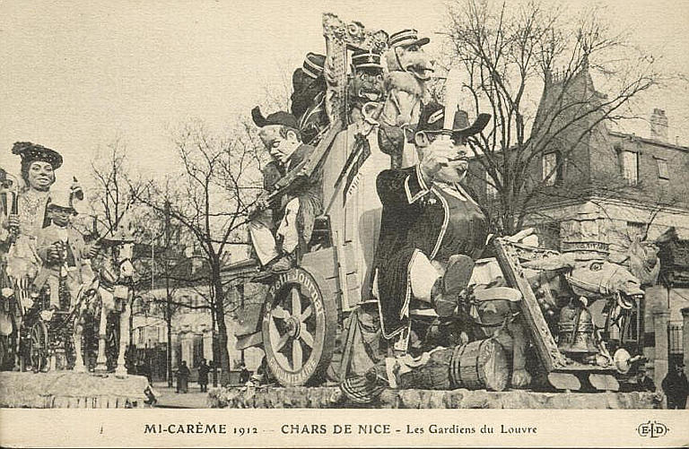 MI-CAREME 1912 - CHARS DE NICE - LES GARDIENS DU LOUVRE