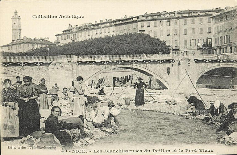 COLLECTION ARTISTIQUE / 40. NICE - LES BLANCHISSEUSES DU PAILLON ET LE VIEUX PONT