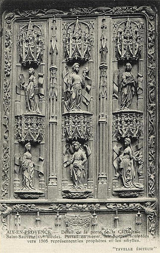AIX-EN-PROVENCE - DETAIL DE LA PORTE DE LA CATHEDRALE ST SAUVEUR XVe