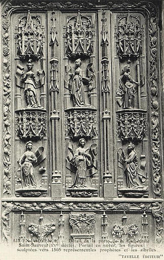 AIX-EN-PROVENCE - DETAIL DE LA PORTE DE LA CATHEDRALE SAINT-SAUVEUR XVe