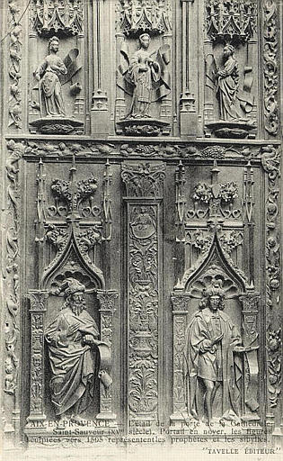 AIX-EN-PROVENCE - DETAIL DE LA PORTE DE LA CATHEDRALE SAINT-SAUVEUR XVe