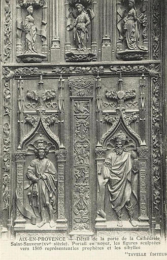 AIX-EN-PROVENCE - DETAIL DE LA PORTE DE LA CATHEDRALE SAINT-SAUVEUR XVe