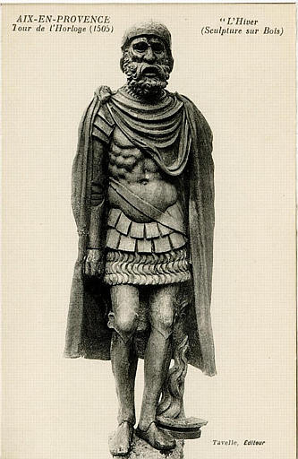 AIX-EN-PROVENCE / Tour de l'Horloge (1505) / 'L'Hiver' / (Sculpture sur Bois)