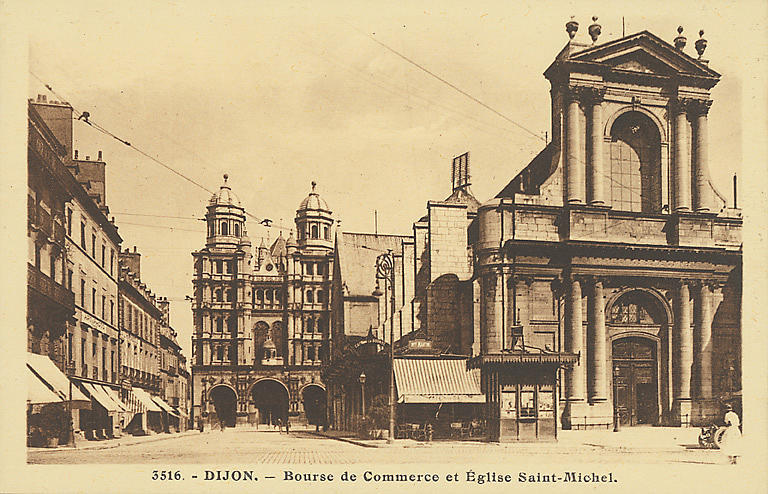 3516. - DIJON. - BOURSE DE COMMERCE ET EGLISE SAINT-MICHEL